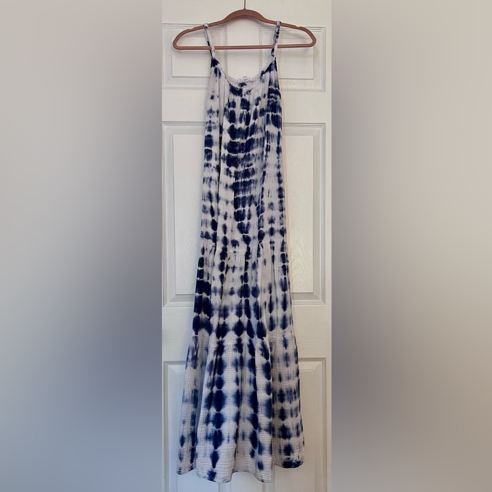 Blue and white tie dye maxi dress